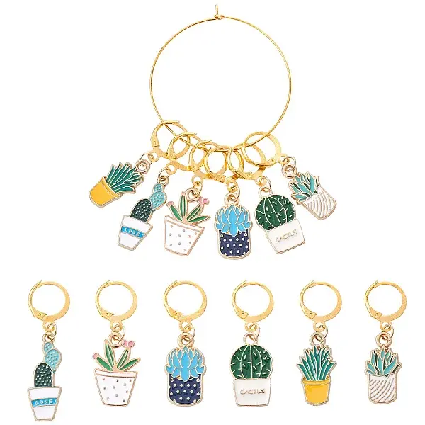 Pot Plant Theme Alloy Enamel Multifunction Pendant Decorations