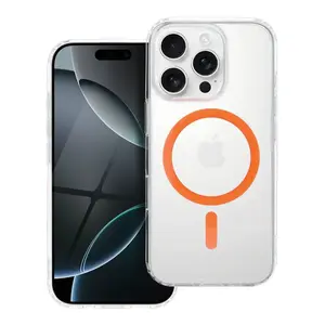 Zadní kryt Drop Glue Colorful Ring Mag Cover compatible with MagSafe pro Samsung Galaxy S25+, oranžová