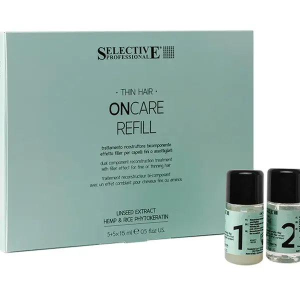 Intenzivní kúra pro objem jemných a řídnoucích vlasů Selective Professional OnCare Refill Treatment - 5+5 x 15 ml + dárek zdarma