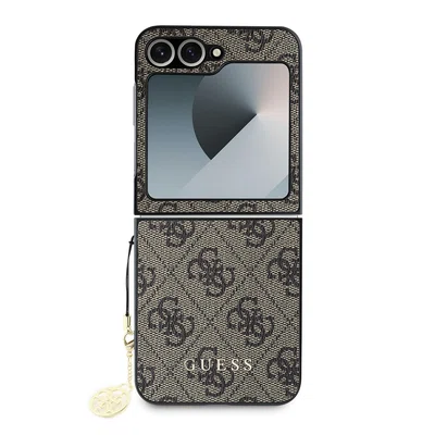Zadní kryt Guess 4G Charm pro Samsung Galaxy Z Flip6/7 FE, hnědá