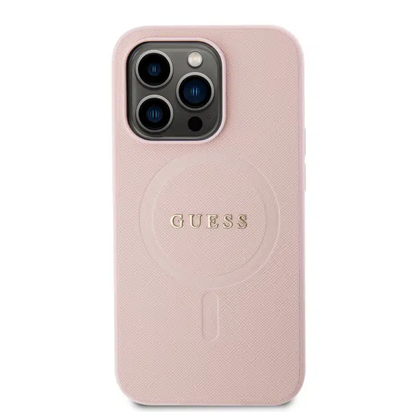 Ochranný kryt Guess Saffiano MagSafe pro Apple iPhone iPhone 15 Pro Max, růžová
