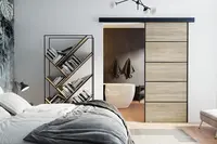 Posuvné dveře na stěnu MARTI PLUS (Černá garnýž) - komplet (dveře + garnýž + kolejnice)