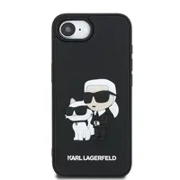 Zadní kryt Karl Lagerfeld 3D Rubber Karl and Choupette pro Apple iPhone 16e, black