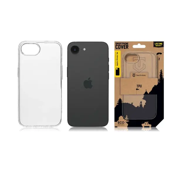 Zadní kryt Tactical TPU pro Apple iPhone 16e / 17e, transparentní