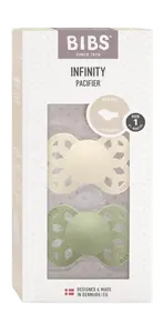 BIBS Infinity anatomické dudlíky ze silikonu, velikost 1, Ivory / Sage 2 ks