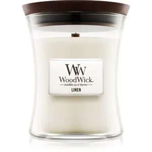 Woodwick Linen vonná svíčka s dřevěným knotem 275 g