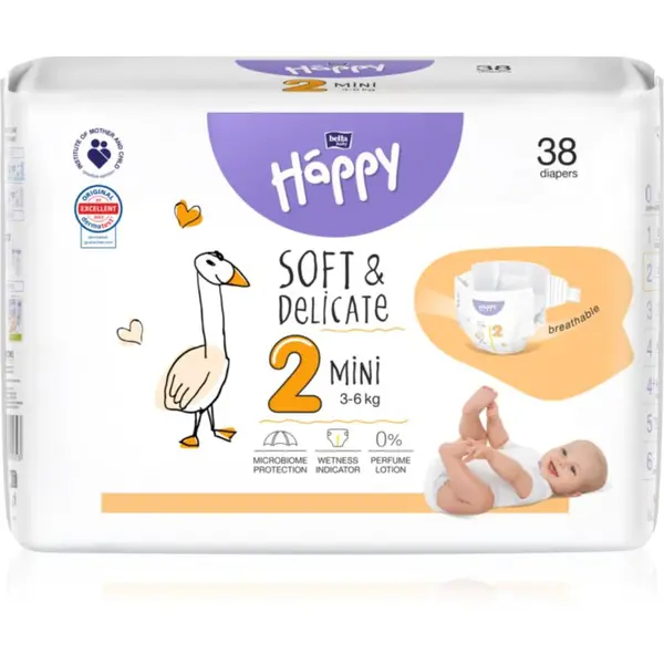 BELLA Baby Happy Soft&Delicate jednorázové pleny Mini 3-6 kg 38 ks