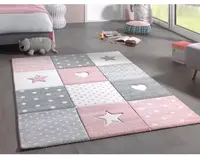 Dětský koberec Diamond Kids 120x170 cm, růžový, hvězdy a srdce