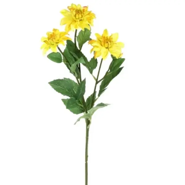 Umělá květina Jiřinka 75 cm, žlutá