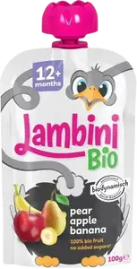 LAMBINI BIO Demeter kapsička hruška, jablko a banán 100 g