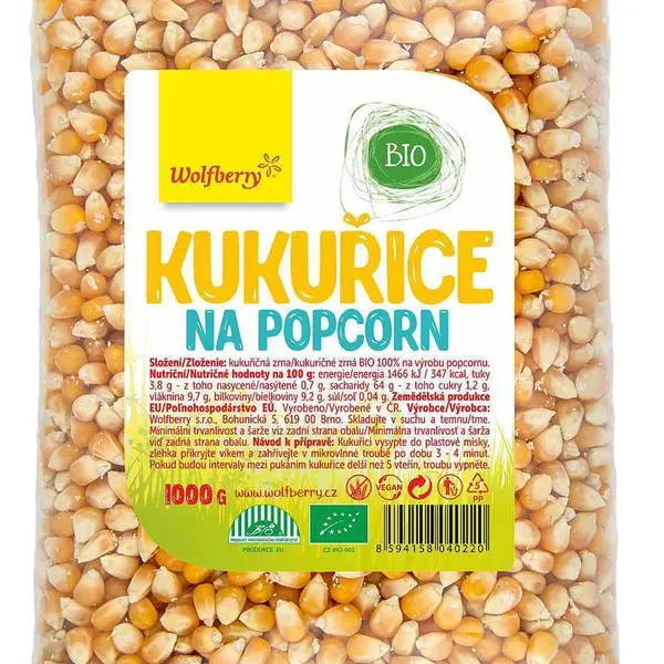 WOLFBERRY Kukuřice na popcorn BIO 1000 g