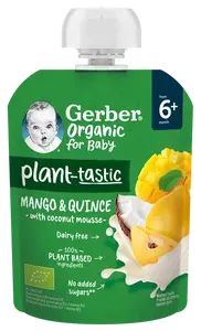 GERBER Organic ovocná kapsička mango a kdoule s kokosovým mlékem 80 g