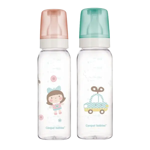 CANPOL BABIES Láhev skleněná s potiskem 240 ml