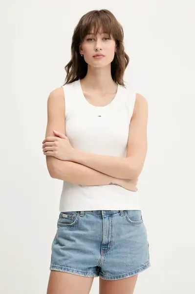 Top Tommy Jeans biela farba, DW0DW20673