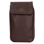 Dámska kožená kabelka na telefón a doklady Bellicci Aldea - tmavo hnedá