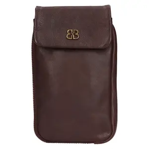 Dámska kožená kabelka na telefón a doklady Bellicci Aldea - tmavo hnedá