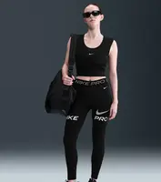 Nike Pro Womens Mid-Rise 7/8 Mesh-Panel Graphic Leggings M