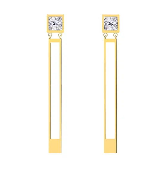 Preciosa Pozlacené ocelové náušnice Straight s čirým křišťálem Preciosa 7393Y00