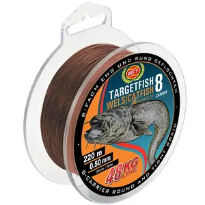 Wft splétaná šňůra targetfish 8 catfish hnědá - 2000 m 0,60 mm 60 kg