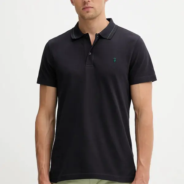 Bavlněné polo tričko Trussardi pánské, tmavomodrá barva, G5018000026N