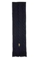 Vlněná šála Polo Ralph Lauren dámská, tmavomodrá barva, s aplikací, 455981434