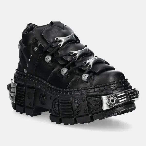 Kožené tenisky New Rock Crust Negro, Tank Casco Negro Power dámské, černá barva, M-WALL106-S10