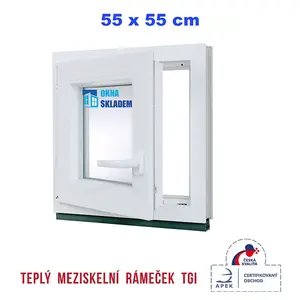 Plastové okno | 55x55 cm (550x550 mm) | bílé | otevíravé i sklopné | levé