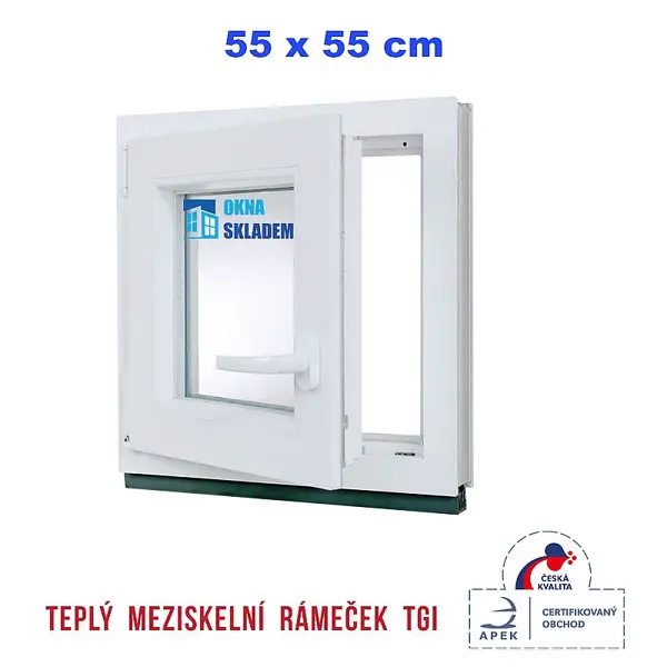 Plastové okno | 55x55 cm (550x550 mm) | bílé | otevíravé i sklopné | levé