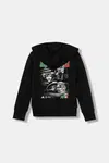 Dětská mikina adidas Performance MERCEDES černá barva, s kapucí, s potiskem, KD7302