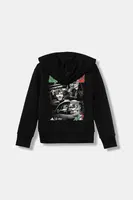 Dětská mikina adidas Performance MERCEDES černá barva, s kapucí, s potiskem, KD7302