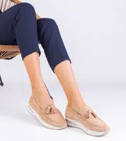 Gemre Beige women's platform loafers with embellishment Selerina