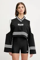 Mikina adidas Originals Crew Sweatshirt dámská, černá barva, vzorovaná, JW7273