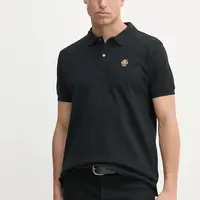Bavlněné polo tričko Bally pánské, černá barva, s aplikací, MJE06N