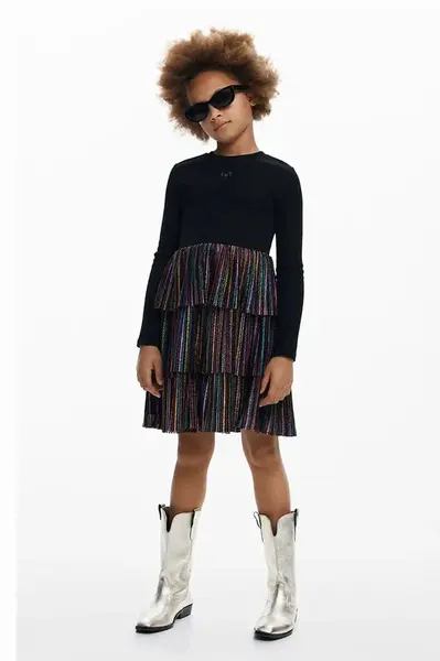 Dívčí šaty Desigual černá barva, mini, 25WGVK20