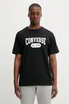 Bavlněné tričko Converse pánské, černá barva, s potiskem, 10027730-A01