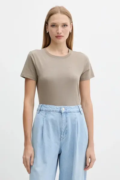 Bavlněné tričko Armani Exchange dámské, zelená barva, XW001366 AF10356