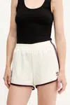 Kraťasy adidas Originals 3-Stripes dámské, béžová barva, s aplikací, high waist, KA7739