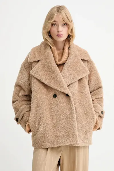 Vlněný kabát Marella hnědá barva, 2523086091200