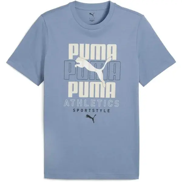 Puma GRAPHIC STACKED TEE Pánské triko, modrá, velikost