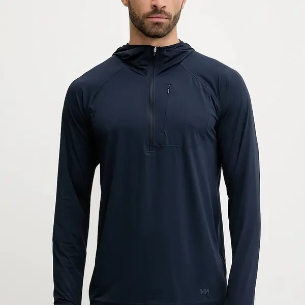 Outdoorová mikina Helly Hansen SHINE SOLEN pánská, tmavomodrá barva, s kapucí, hladká, 49571