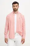 Bavlněná košile Tommy Hilfiger pánská, oranžová barva, regular, s límečkem button-down, MW0MW39451