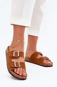 Boto Dámské Pantofle Se Zlatými Přezkami A Prošíváním Camel Lunera