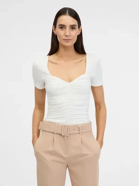 Orsay Krémové dámské tričko s krátkým rukávem - Dámské