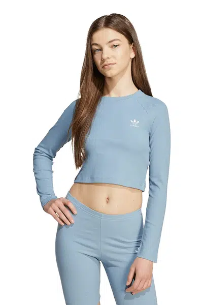 Dětské tričko s dlouhým rukávem adidas Originals modrá barva, JW2599