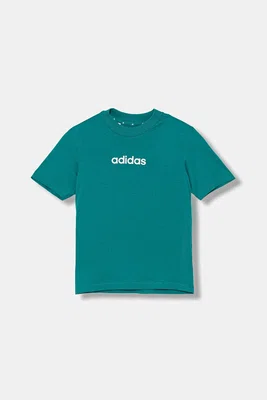 Dětské bavlněné tričko adidas tyrkysová barva, s potiskem, JV7541