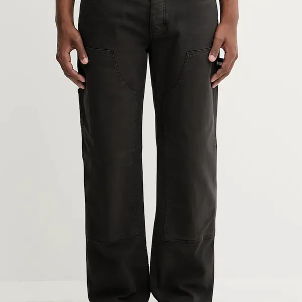 Kalhoty Tommy Jeans pánské, černá barva, ve střihu chinos, DM0DM21703