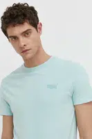 Bavlněné tričko Superdry tyrkysová barva