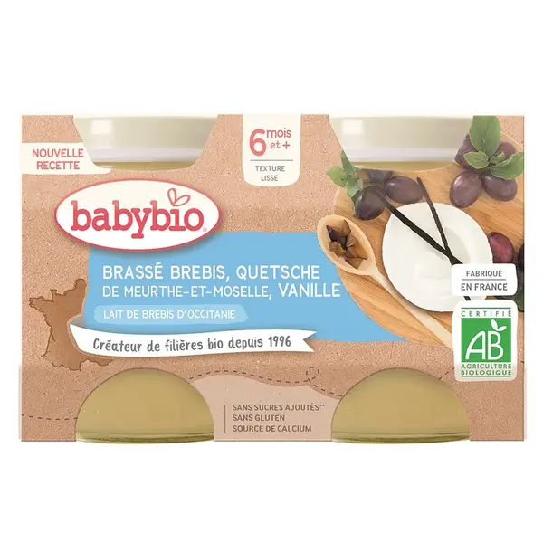 BABYBIO Brassé z ovčieho mlieka mirabelky vanilka 2x 130 g