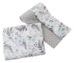Medi Partners Quilt 75x100 + pillow 35x30 cotton + minky – Flowers + gray minky