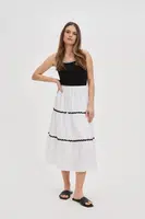 Marisse White Cotton Midi Skirt